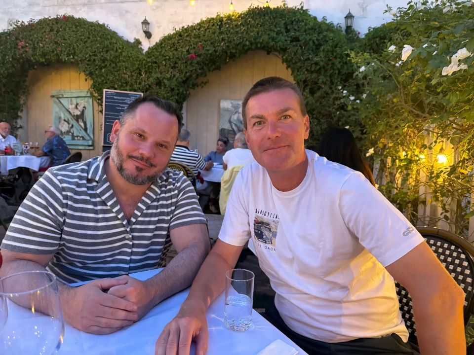 Nicholas and Philip at dinner in Palm Springs